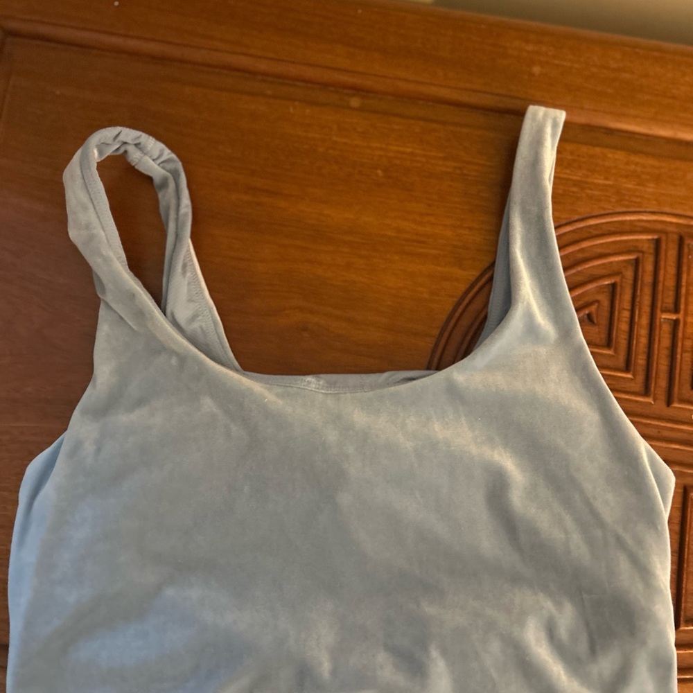 Athleta Light Blue Velvet Crop Bra